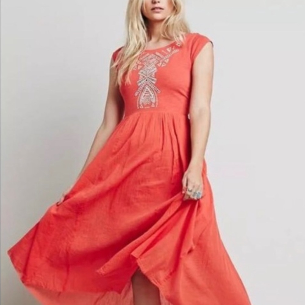 Free People Meadows embroidered cutout dress